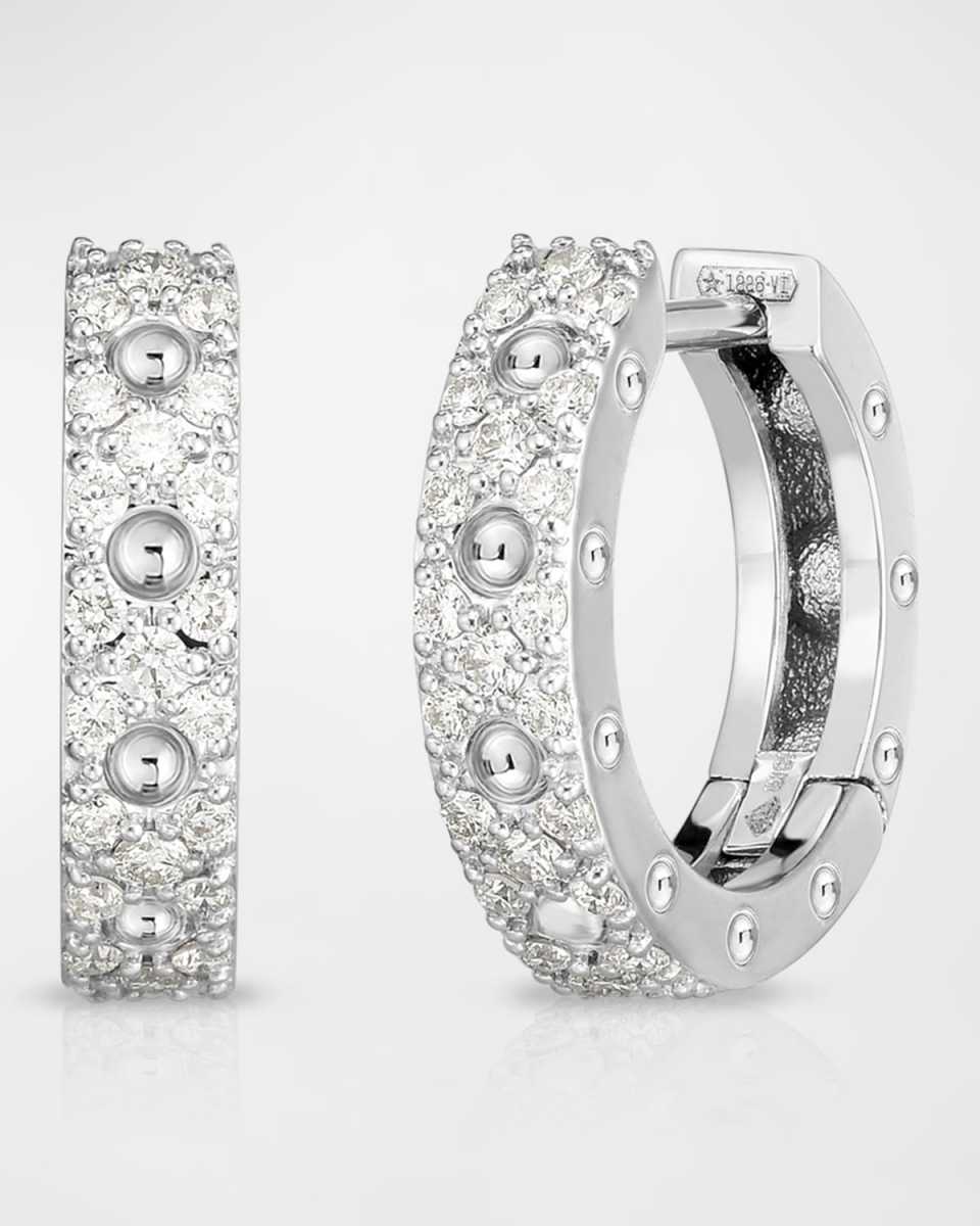 Pois Moi 18K White Gold Diamond Huggie Earrings, 15mm